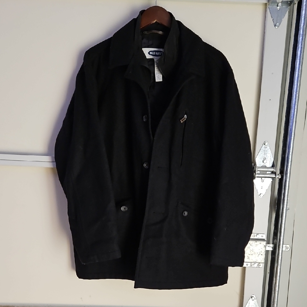 Old Navy Black Pea Coat Classic Wool Blend